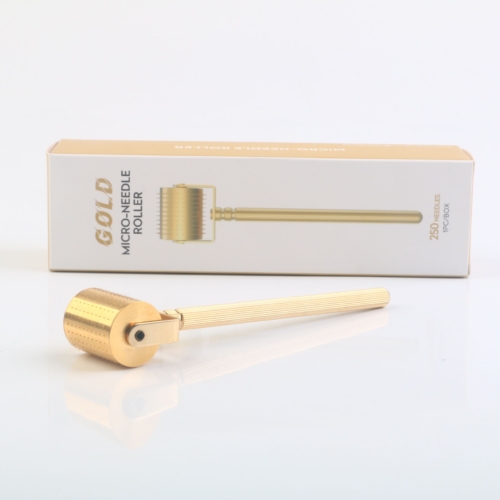 Dermaroller Gold 250-pins voor microneedling met verpakking