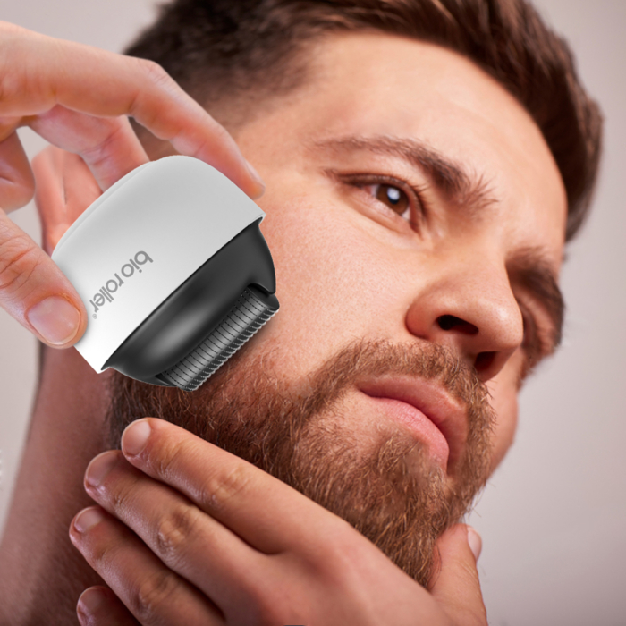 BIO Roller G4 1200-pins voor haargroeistimulatie, baardgroeistimulatie en huidverzorging_man met baard