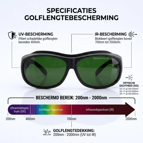 MLB-029 Laserbril voor Diode; YAG; Pico laser en IPL specificaties golflengtebescherming 200-2000nm