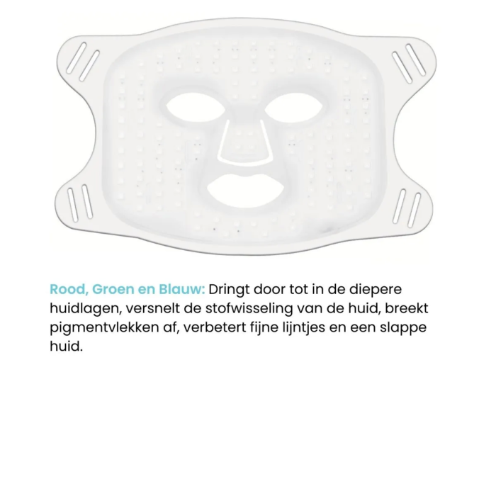MedAes LED Masker LM01 voor bevorderen van celvernieuwing door rood, groen en blauw licht.