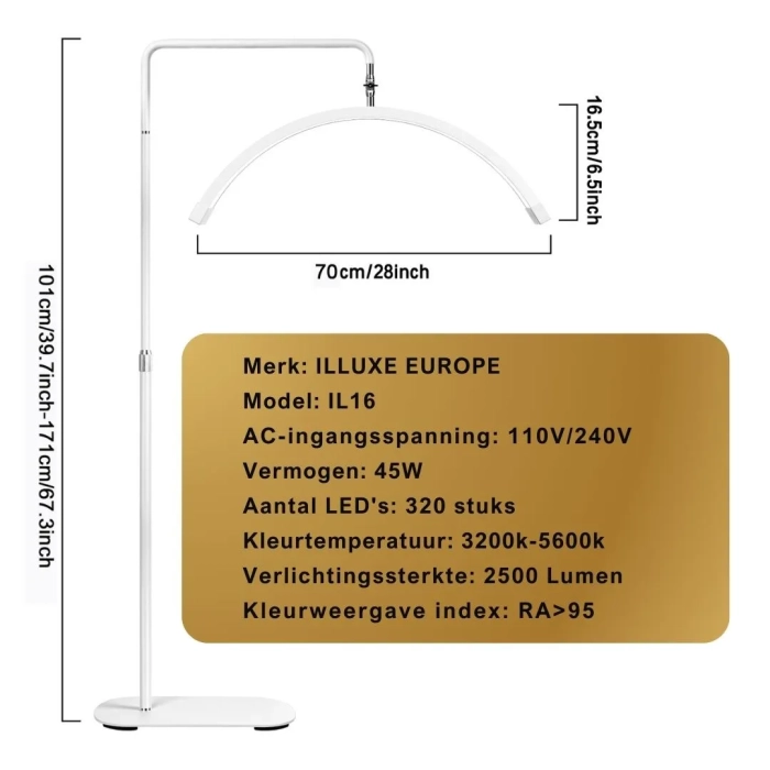 ILLUXE IL16-Half Moon Light -BehandellampILLUXE IL16-Half Moon Light -Behandellamp-Wit met glitters technische informatie foto 2_26_11zon