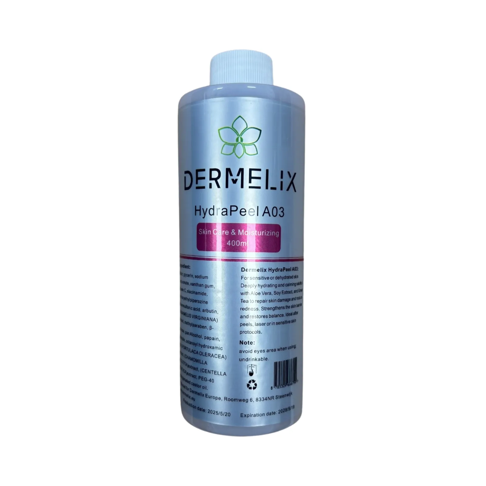 Dermelix HydraPeel A03 – Hydraterende Aqua Peeling Oplossing voor Professioneel Gebruik product foto