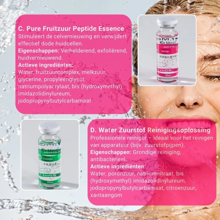 Dr. Meso Pure Fruit Peptide – Professionele Essencekit voor Dieptereiniging, Hydratatie en Huidvernieuwing (7 x 20 ml) MEDAES detail 2