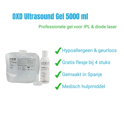 OXD Ultrasound Gel voor IPL en diode laser – Transparant – 5000ml - in plastic zak voordeel