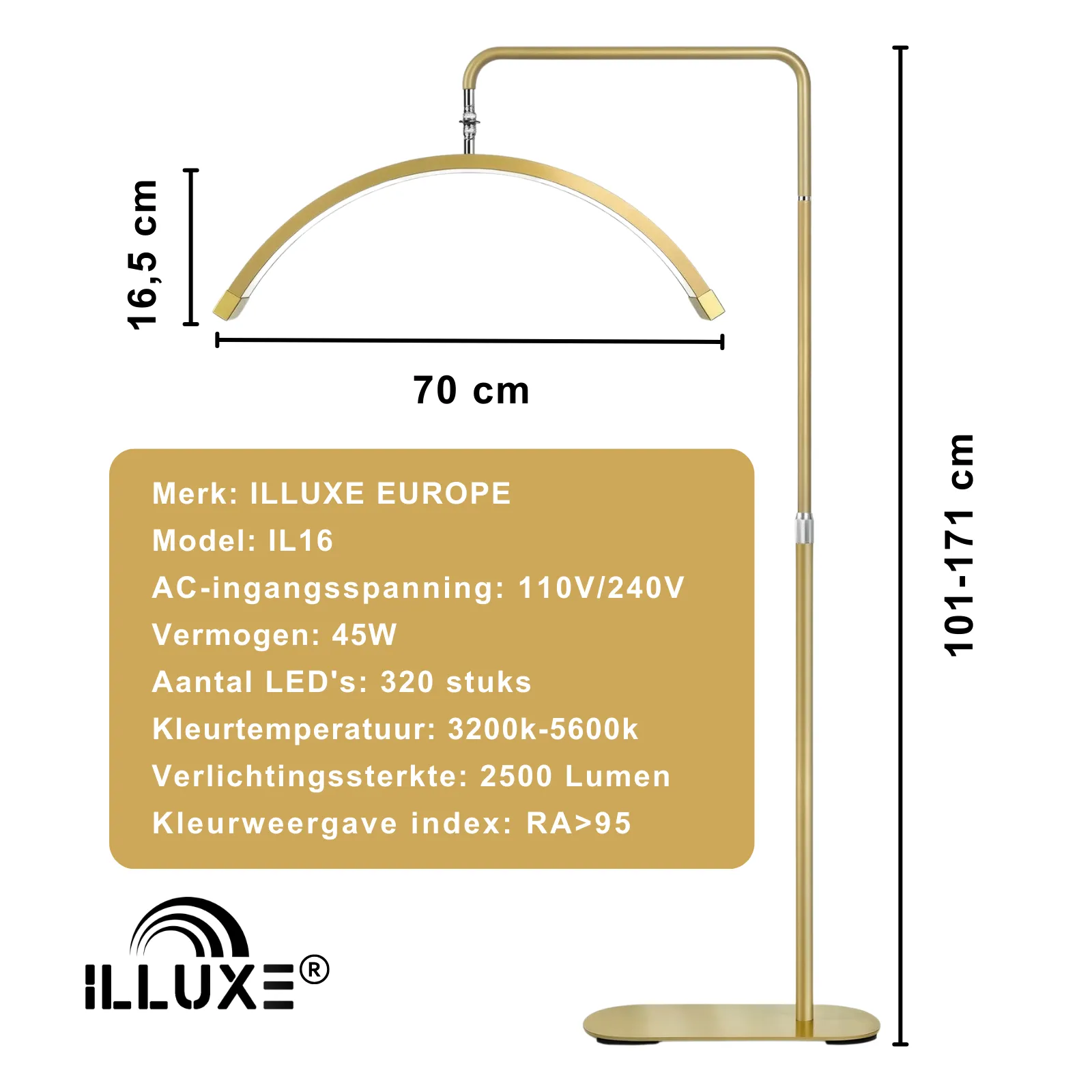 IL16 G-LED Moonlight Lamp Illuxe IL16 - Goud- koop bij MedAes- afmetingen