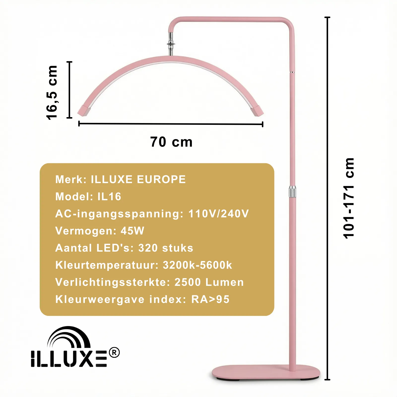 IL16 R-LED Moonlight Lamp Illuxe IL16 - Roze- koop bij MedAes-afmetingen