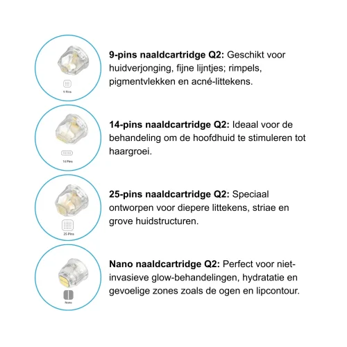 Bio Pen Q2 voor EMS Elektroporatie Microneedling LED Therapie cartridges