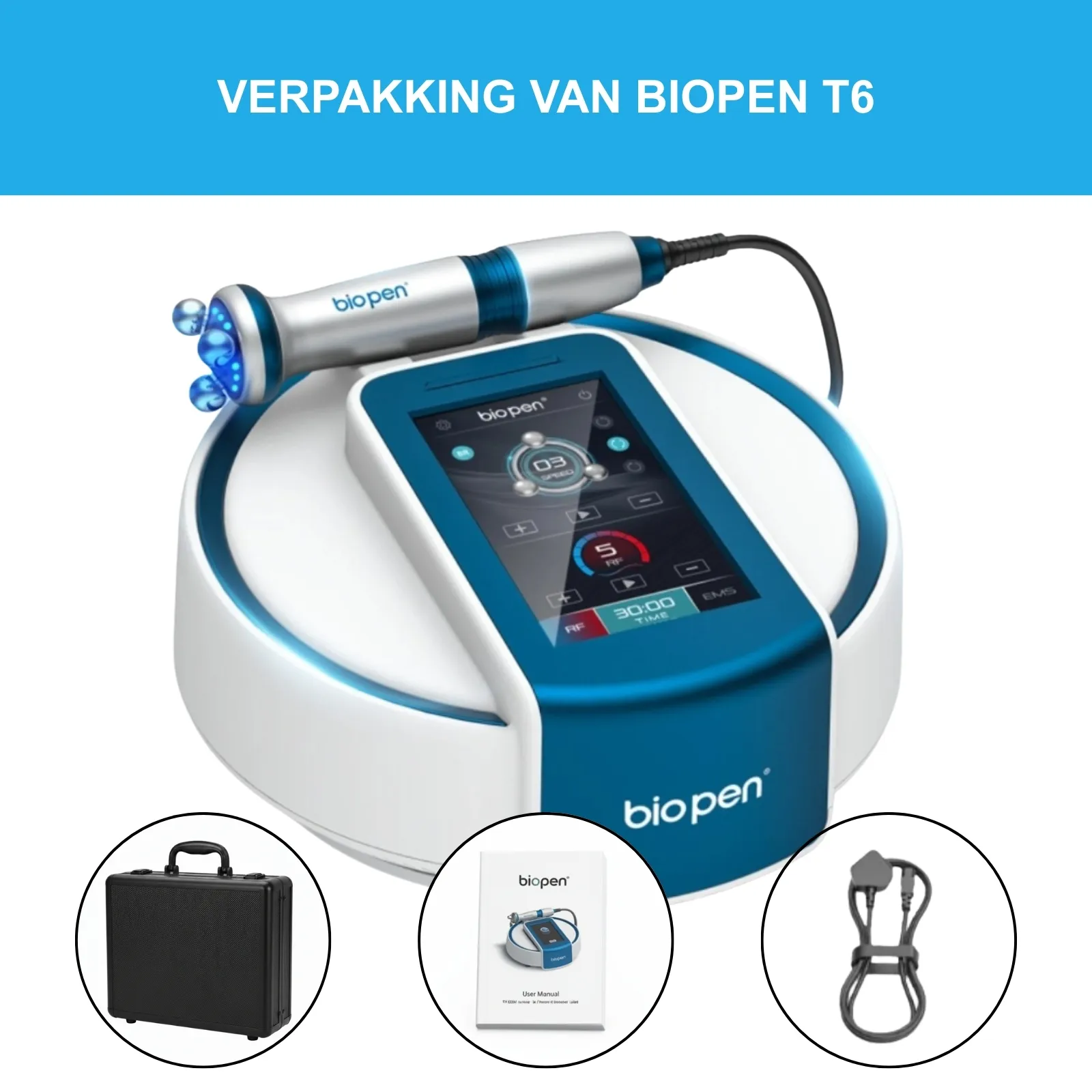Bio Pen T6_ Body- en Face Lifting met RF, EMS en Blauw LED-Licht verpakking